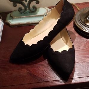 Black velvety ballet style flats